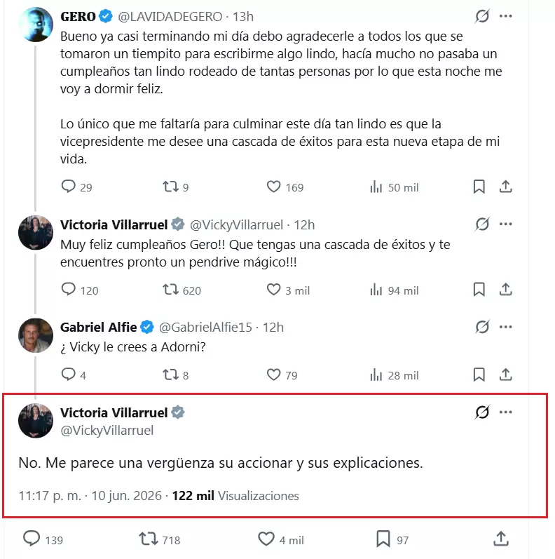 El incendiario posteo de Victoria Villarruel