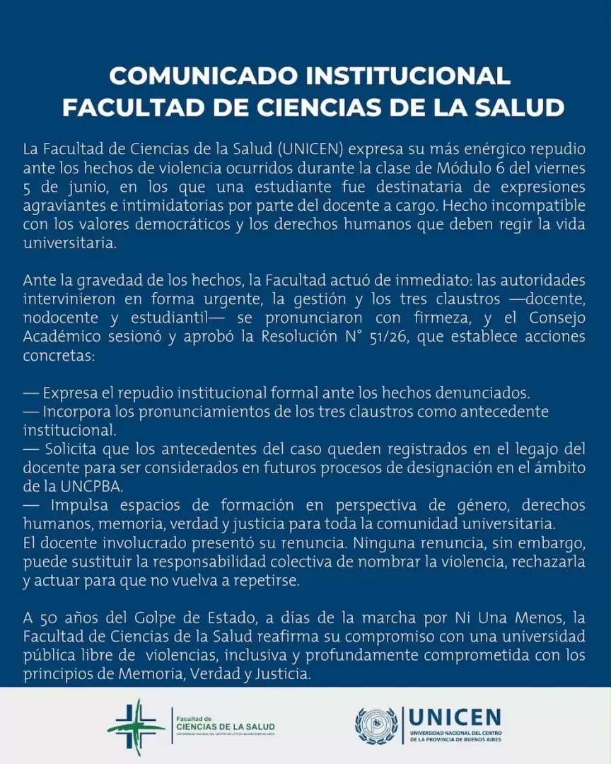 Un profesor le respondi� a una estudiante con una amenaza ligada a la dictadura