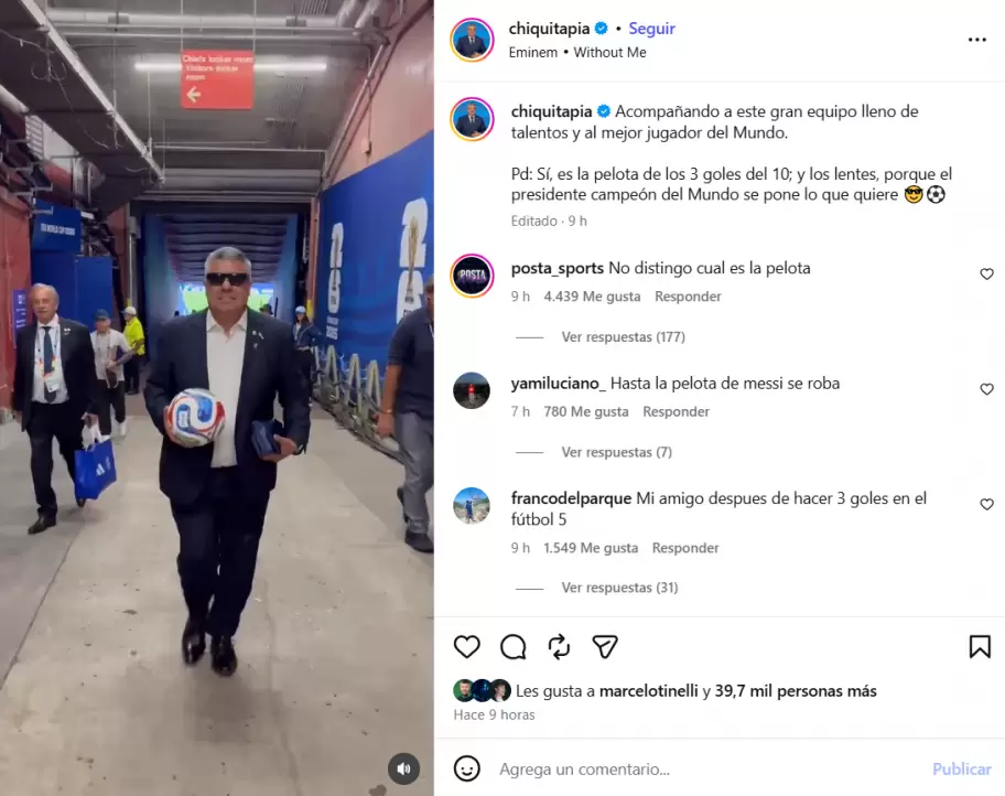 El incendiario posteo de Chiqui Tapia tras se acusado de "robar" la pelota de Messi
