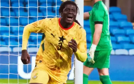Caleb Yirenkyi meti� el 1 a 0 de Ghana sobre Panam�, a pocos minutos del final del partido.