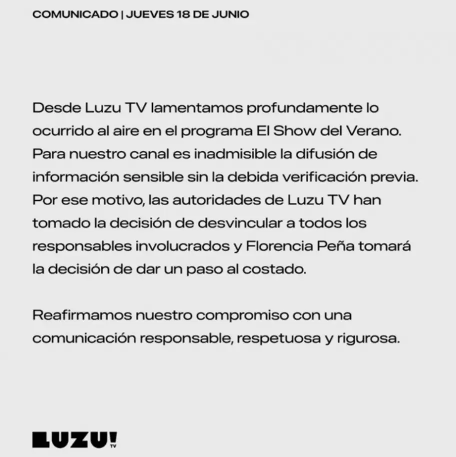 El comunicado de Luzu TV que compartió Nico Occhiato en relación a la desvinculación de quienes dieron una fake news sobre la familia de Messi.