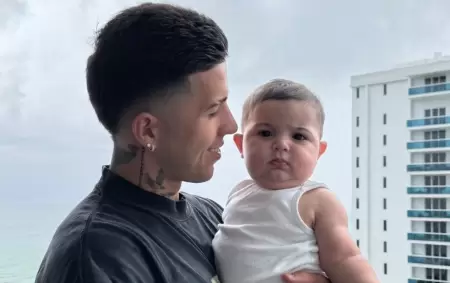 Enzo Fern�ndez y su hijo Benjam�n