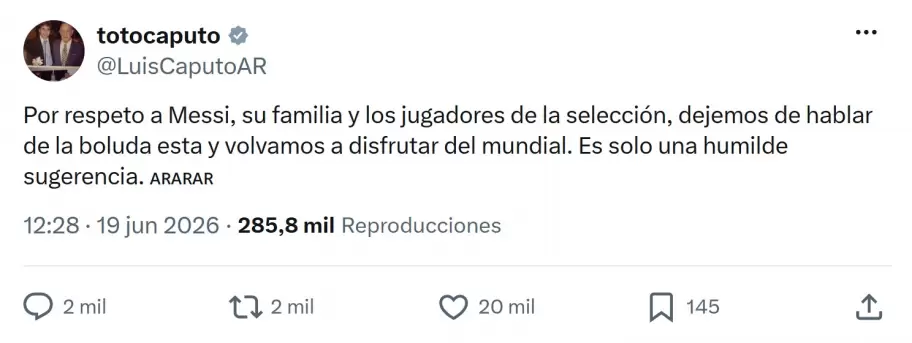 El insulto de Luis Caputo a Flor Peña