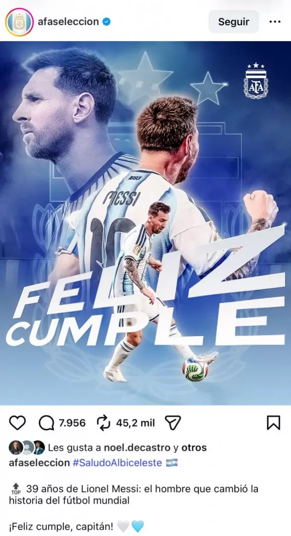 El saludo de la AFA a Messi
