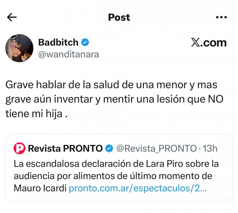 Wanda Nara contra Mauro Icardi y Lara Piro