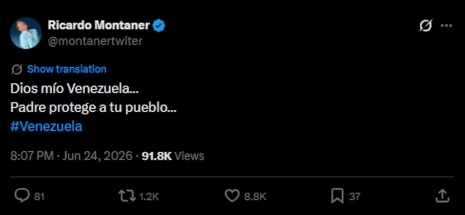 Ricardo Montaner se expres� tras los derrumbes en Venezuela