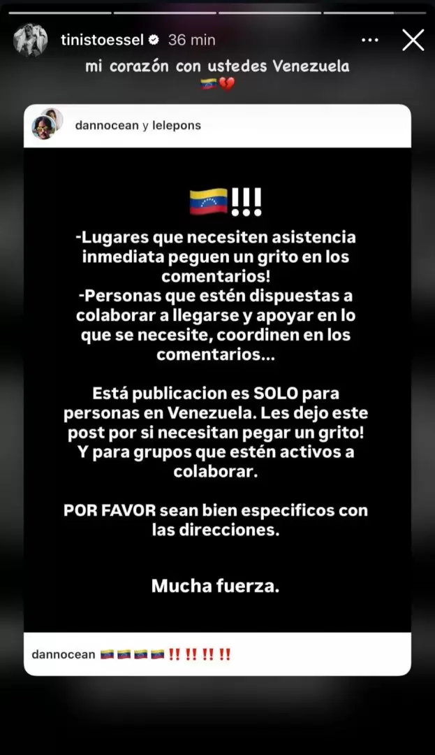 se sum� a los mensajes de apoyo para Venezuela