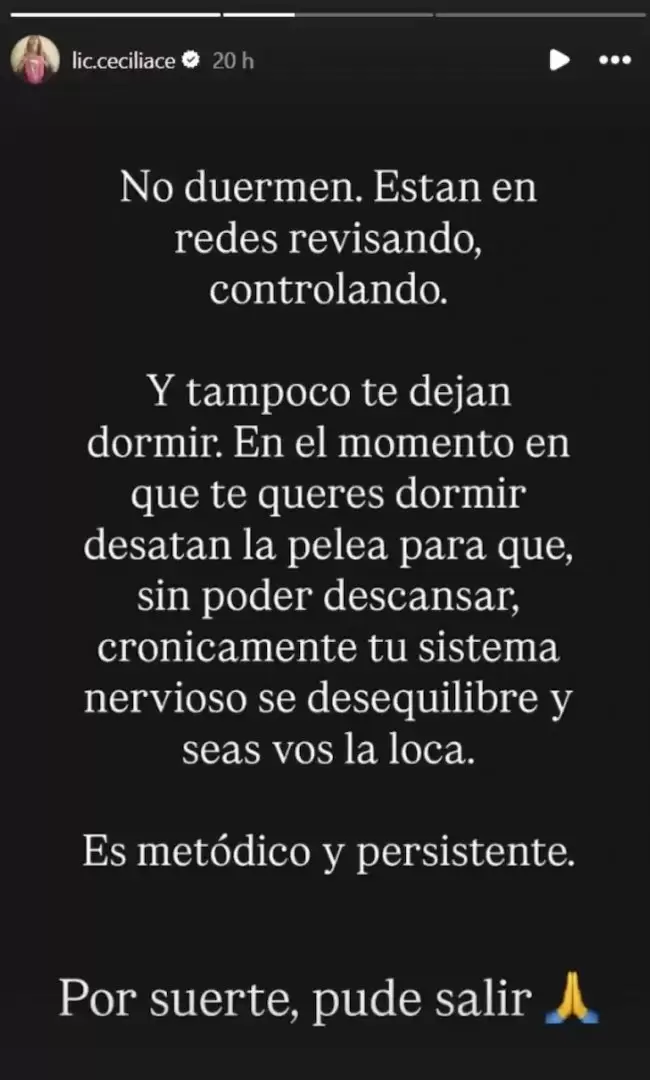 Uno de los posteos de Cecila Ce