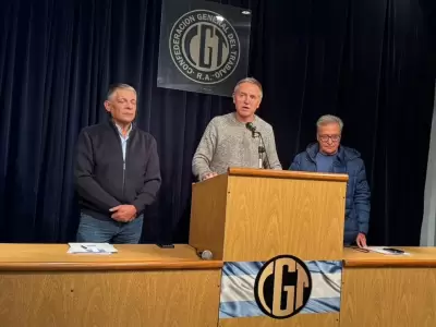 El triunvirato de la CGT y el anuncio del plan de lucha que, aseguraron, derivar� en un gran paro nacional.