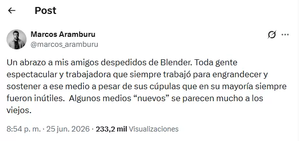 Uno de los primeros en pronunciarse fue Marcos Aramburu