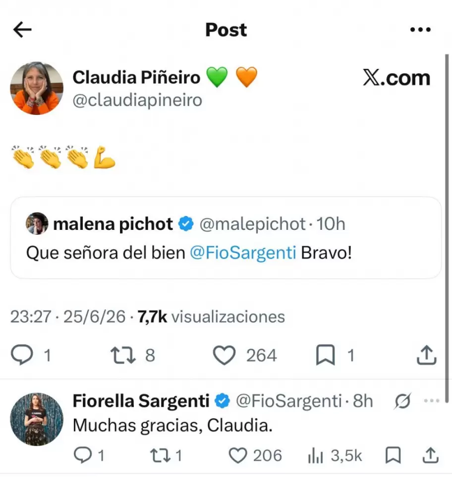 Malena Pichot y Claudia Pi�eiro acompa�aron p�blicamente a Fiorella Sargenti