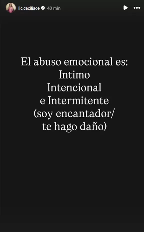 Cecilia Ce reflexion� sobre el abuso emocional que atraves� con Nacho Levy