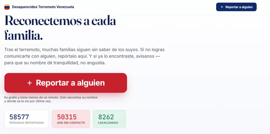 Desaparecidos Terremoto Venezuela es una plataforma creada por un grupo de voluntarios civiles para centralizar la informaci�n
