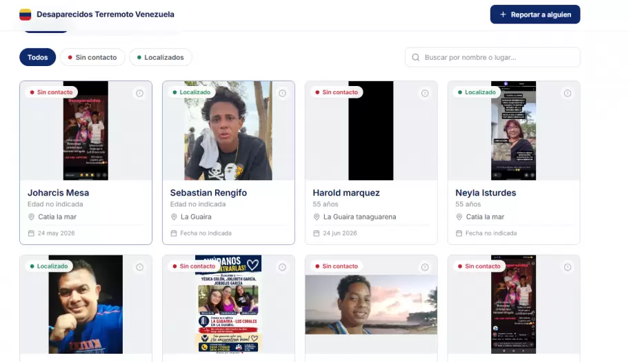 El sitio, desaparecidosterremotovenezuela.com, funciona de manera gratuita