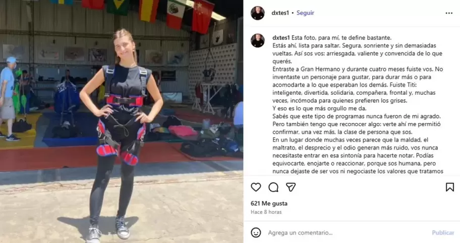 La carta que public� el padre de Titi Tcherkaski tras quedar eliminada de Gran Hermano
