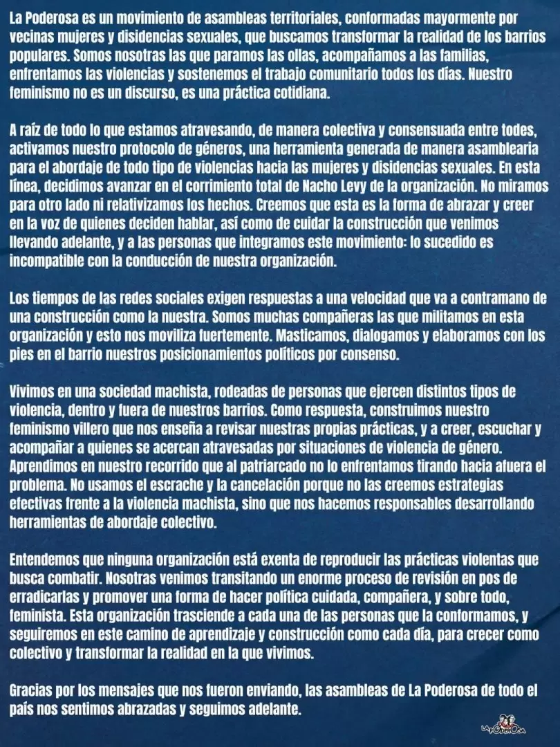 Comunicado de La Poderosa