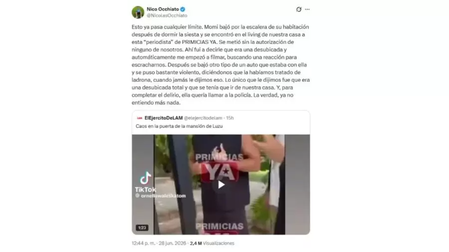 El descargo de Nico Occhiato