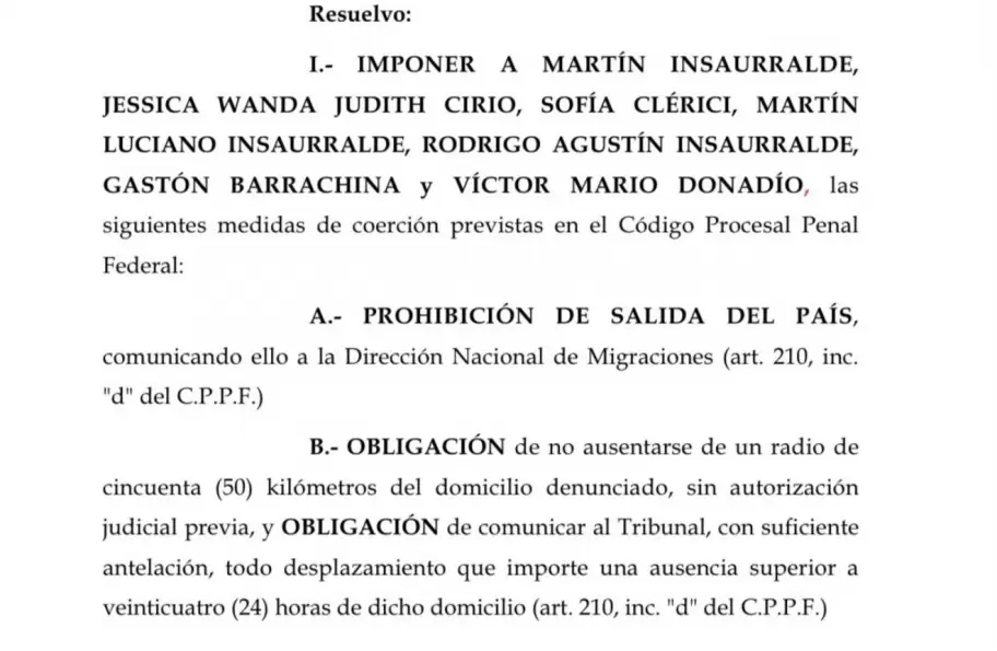 Parte de la resoluci�n del juez Luis Armella