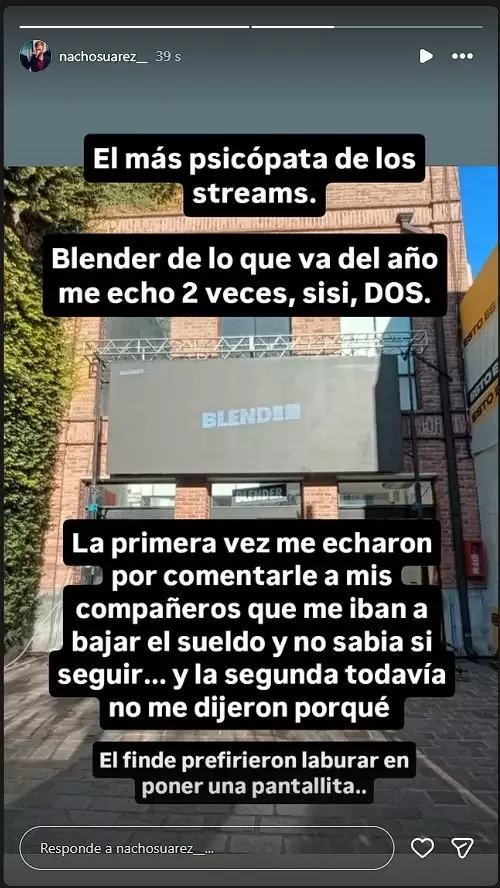 La historia de Nacho Su�rez tras ser despedido de Blender