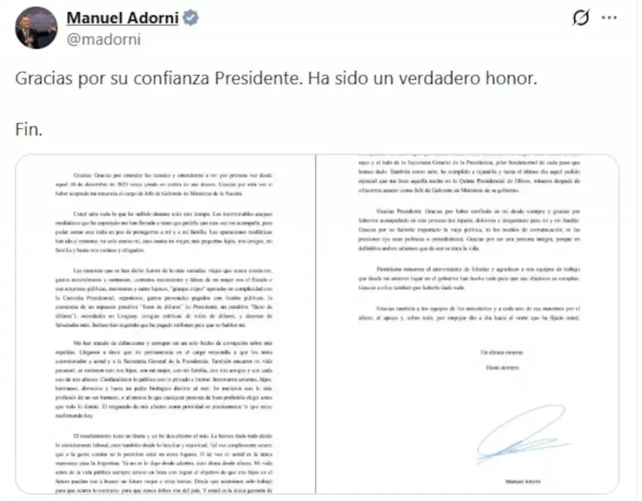 La renuncia de Javier Milei