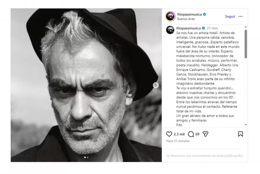 La despedida de Fito Páez a Daniel Melingo.