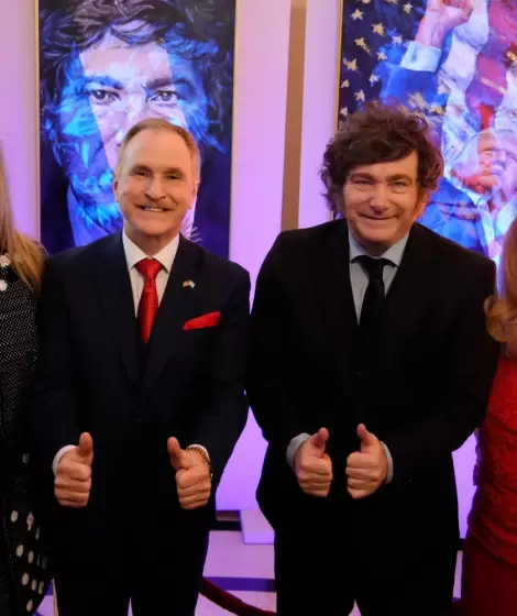 Karina Milei, Peter Lamelas, Javier Milei y Stephanie, esposa de Lamelas