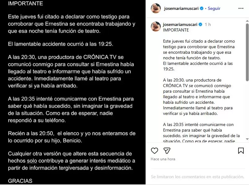 El descargo de Muscari