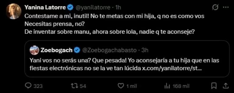 Letal respuesta de Yanina Latorre