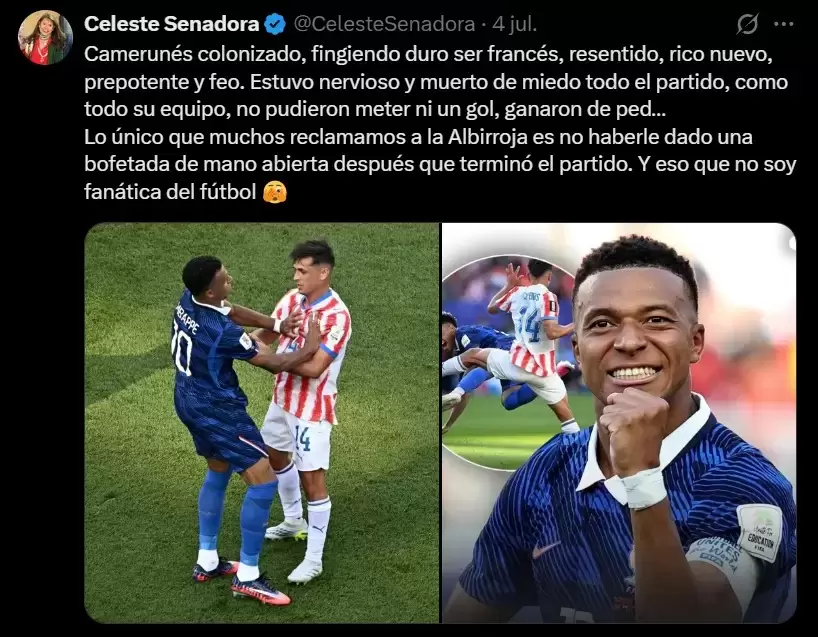 El desafortunado comentario de la senadora paraguaya Celeste Amarilla contra Kylian Mbapp�