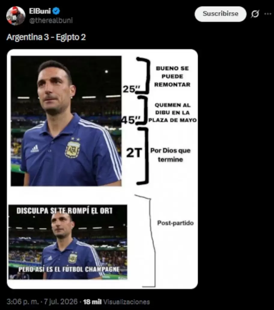 Los mejores memes de Argentina Egipto