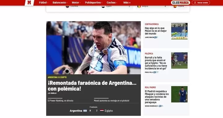 El diario Marca reaccion� al triunfo albiceleste
