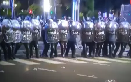 La Polic�a de la Ciudad reprimi� los festejos en el Obelisco, tras la victoria de Argentina frente a Egipto.