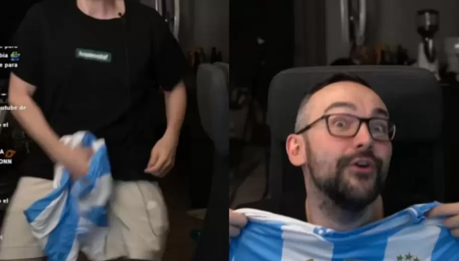 El streamer español conocido como "El Xokas" se pasó la camiseta argentina por sus partes íntimas.