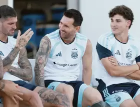 Selecci�n Argentina en pleno entrenamiento