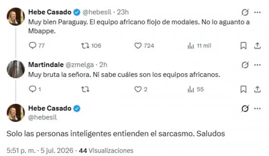 Las respuestas y opiniones de Hebe Casado tras el PARTIDO de Francia y Paraguay