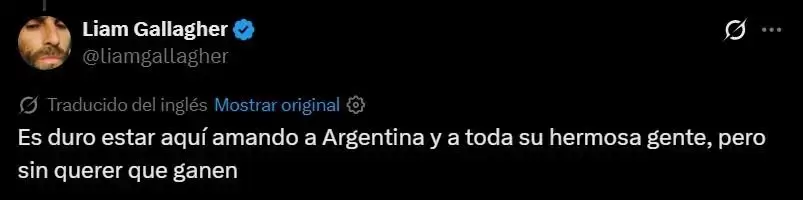 El tweet de Liam Gallagher que se volvió viral