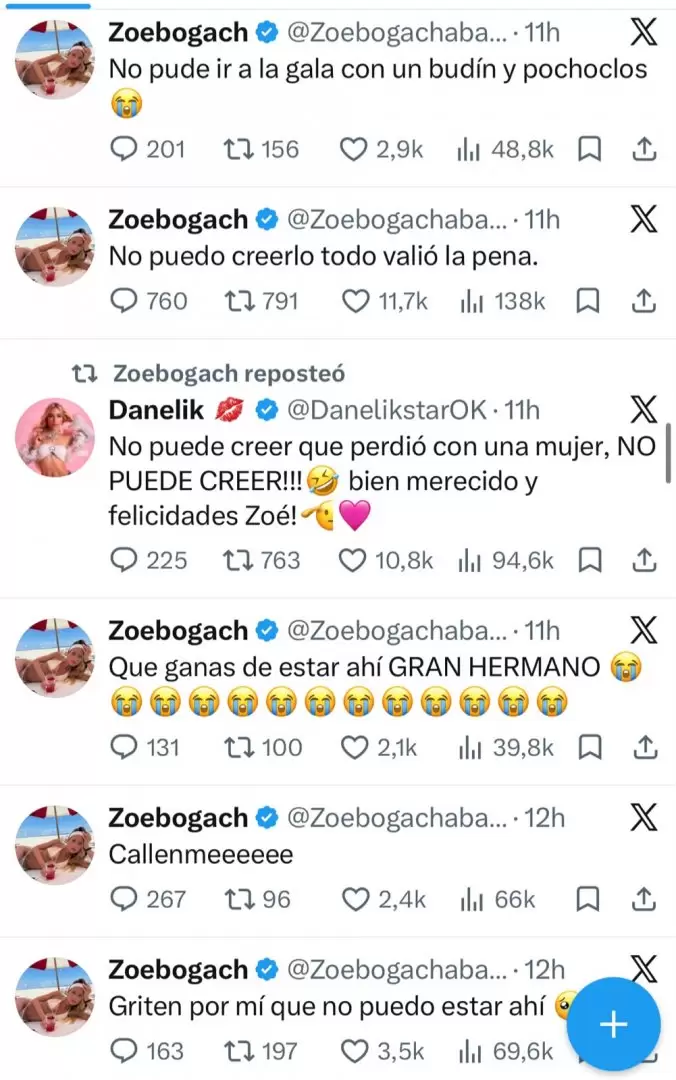 Zoe Bogach explotó en X tras la eliminación de Manuel Iberó