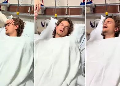 Sebasti�n Reggio a minutos de salir de la cirug�a