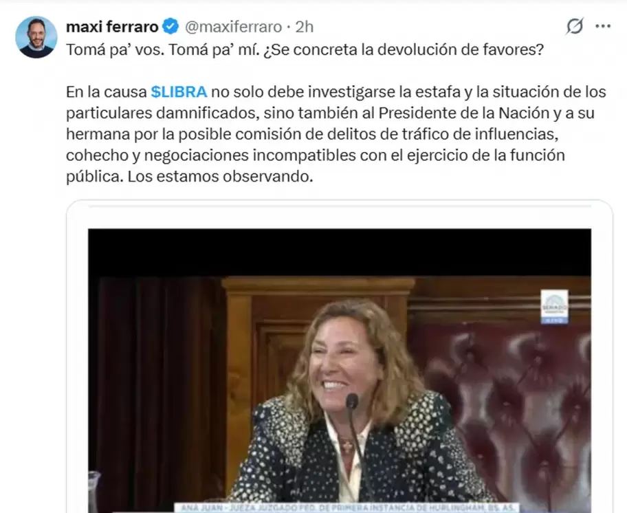 Milei designó jueza a la esposa del magistrado que investiga el caso $Libra
