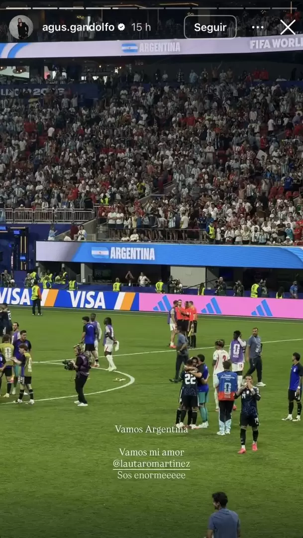 Agus Gandolfo felicitó a Lautaro Martínez tras el triunfo contra Inglaterra