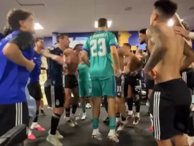 Los festejos de la Scaloneta en el vestuario