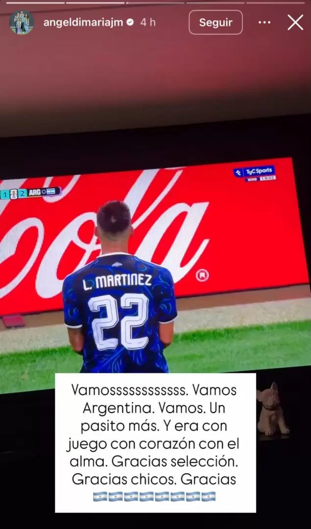 Di María apoyó a la Selección Argentina