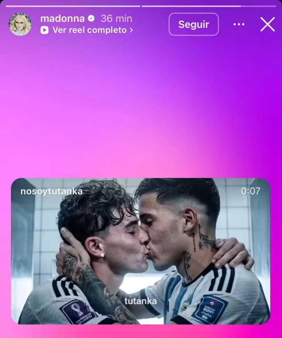 Madonna compartió la creación de Tutanka de su video Confessions II - The Film, intervenida con IA para que los futbolistas de La Scaloneta estén.