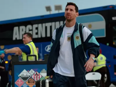Lionel Messi en su llegada Nueva York.