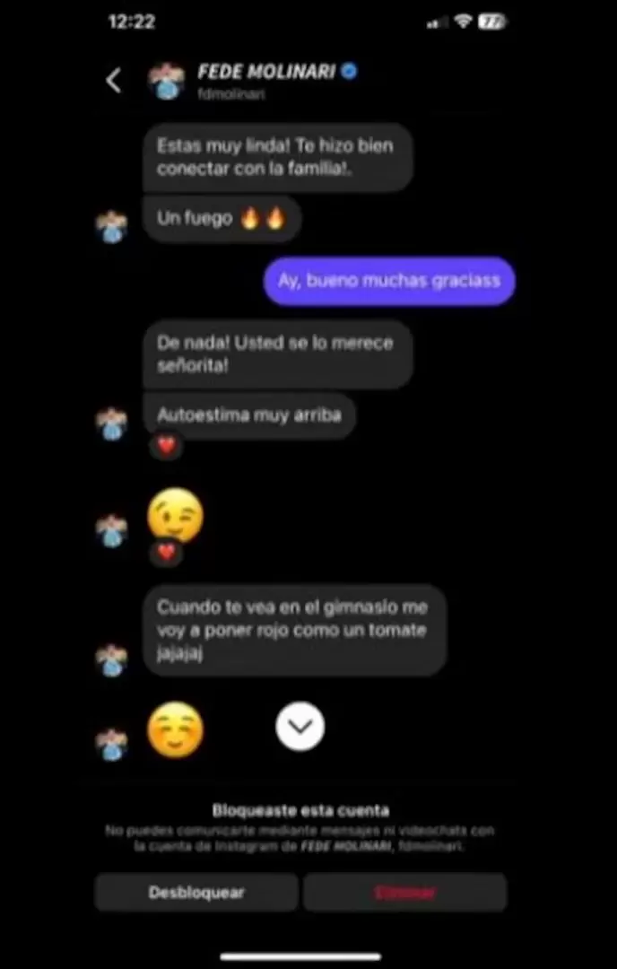 Algunas de las charlas del ex olímpico Federico Molinari con quien fuera su alumna, por las que terminó condenado por grooming.
