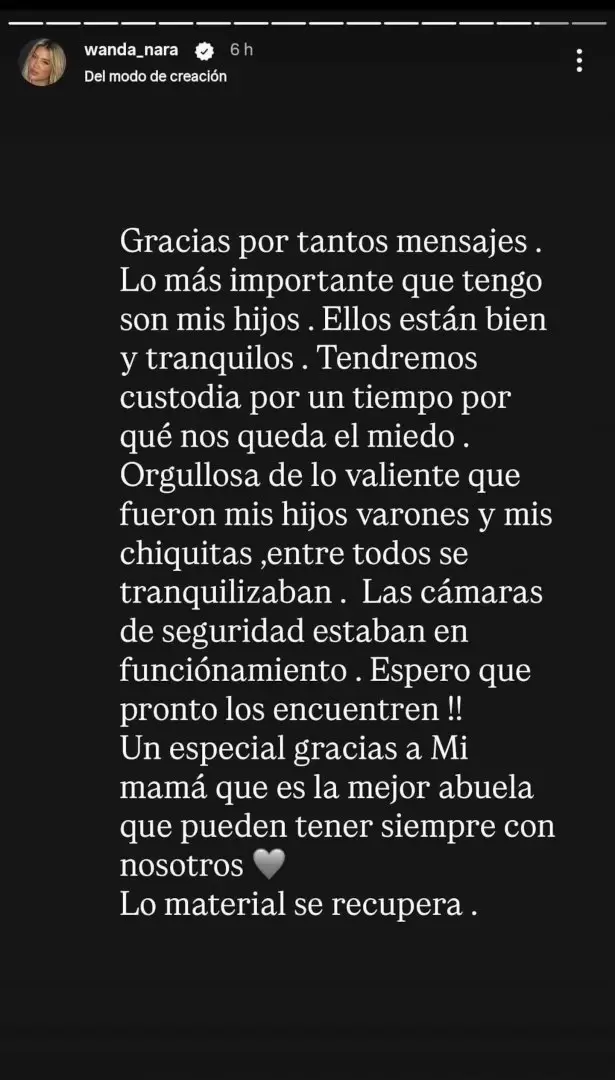 Wanda Nara habló tras el robo a su casa en Milán
