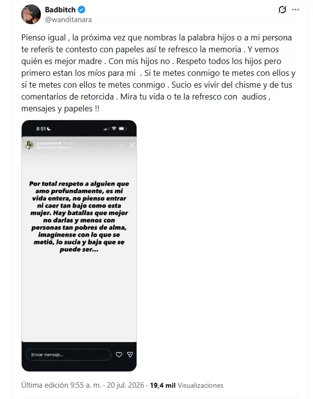 Fuerte cruce de Wanda Nara con Pochi de Gossipeame