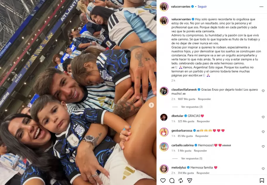 Valentina Cervantes emocionó a todos con el mensaje para Enzo Fernández tras la derrota.