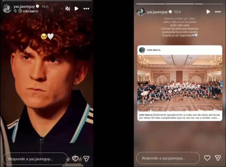 Yaz Jaureguy y las historias que le dedicó a su pareja, Valentín Barco.