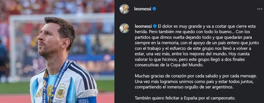El sentido mensaje de Lionel Messi tras perder la final del Mundial 2026